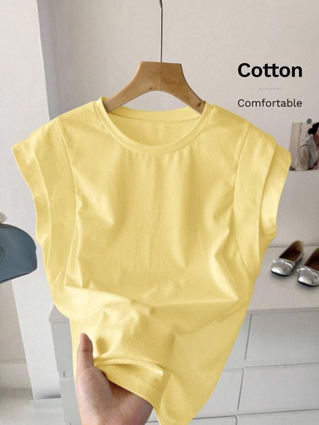 yellow cotton batwing sleeve regular fit t-shirt