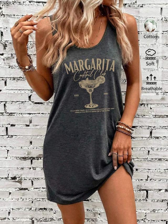 charcoal grey graphic tank dress