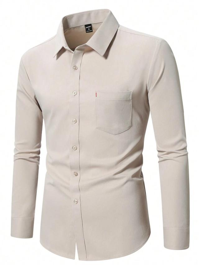 beige long sleeve button down casual formal shirt
