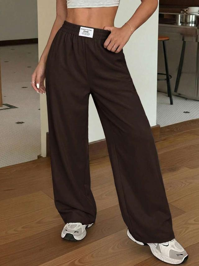 shein ezwear black loose casual straight leg pants