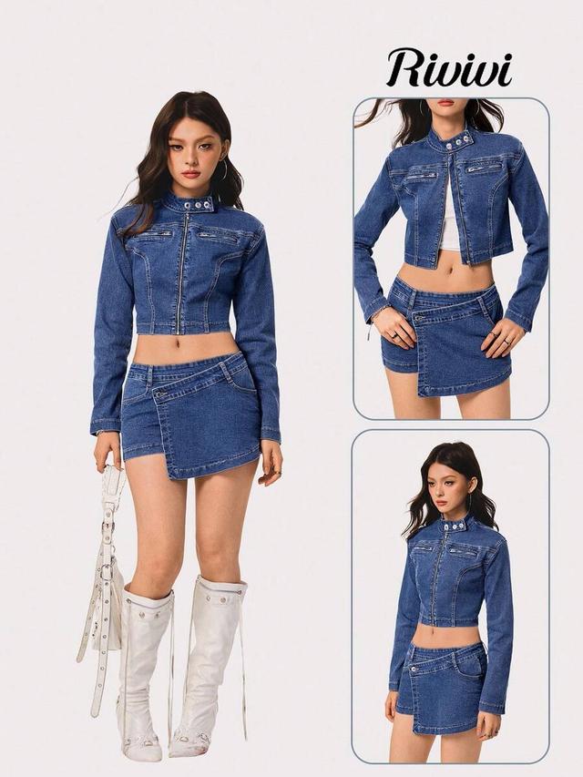 rivivi women's long sleeve zip-up jacket and asymmetric skort