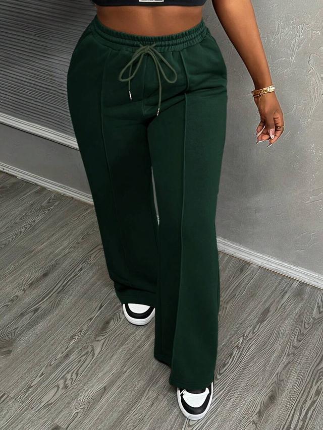 dark green drawstring casual loose lounge pants