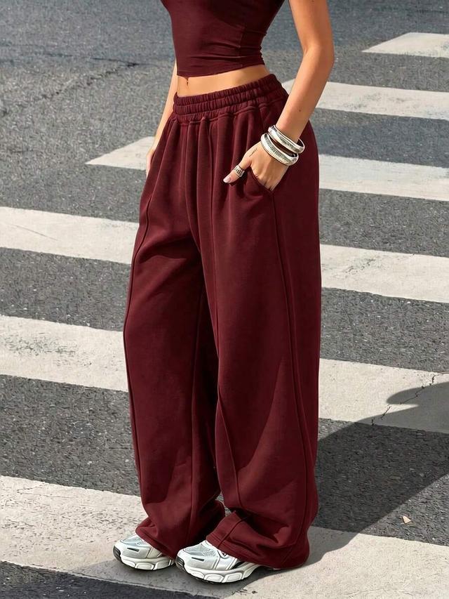 women's casual loose solid color elastic waist sweatpants