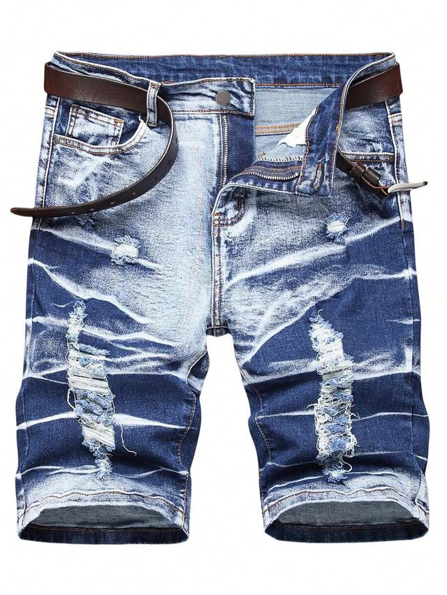 men's distressed acid wash denim shorts