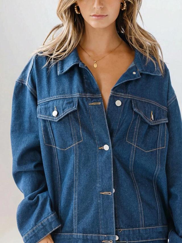 classic blue denim button down jacket