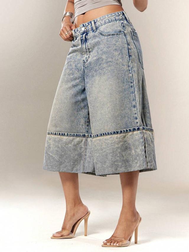denimoi women's summer casual wide leg denim shorts