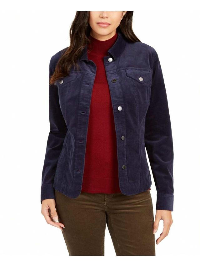navy blue corduroy button down jacket