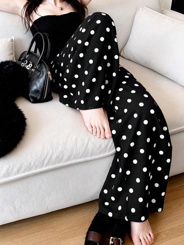 celisse women's polka dot high waist straight leg sweatpants