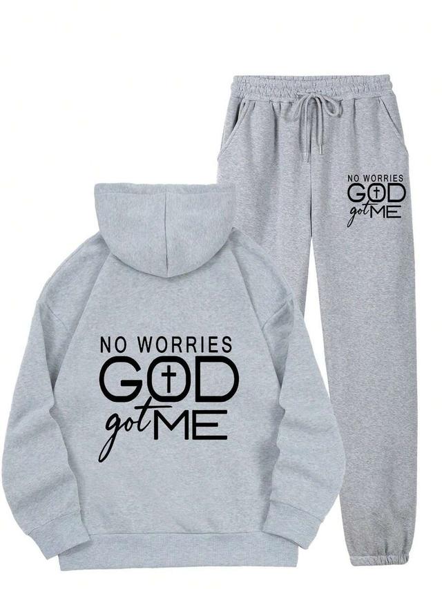 women's fleece-lined hoodie and printed sweatpants set