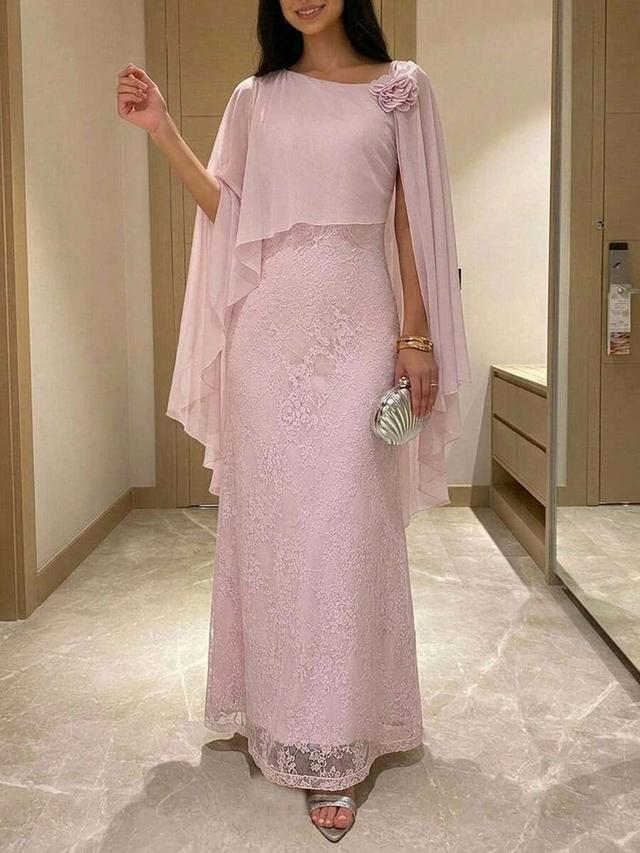 asymmetrical shoulder pleated lace party dress