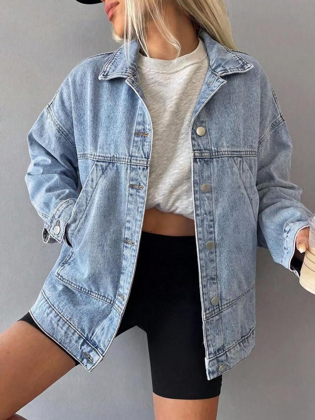 light wash drop shoulder casual denim jacket