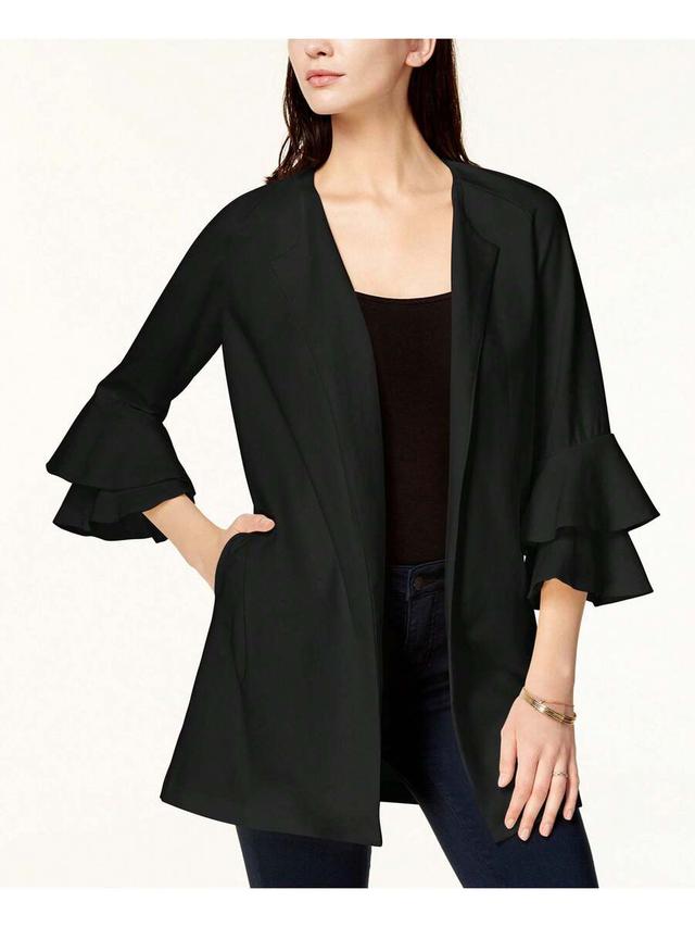 kensie black bell sleeve ponte knit jacket