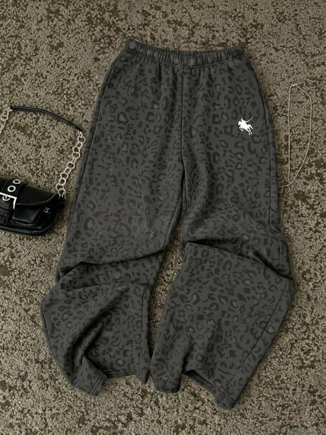 leopard print grey casual cotton sweatpants