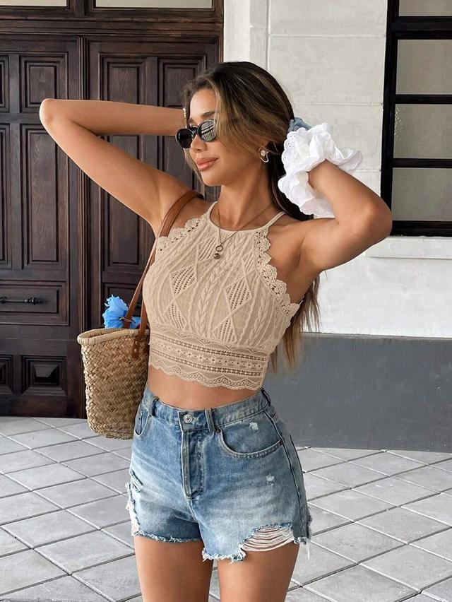 serisse women lace trim camisole chic brown summer casual
