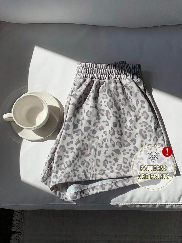 leopard print casual lounge shorts