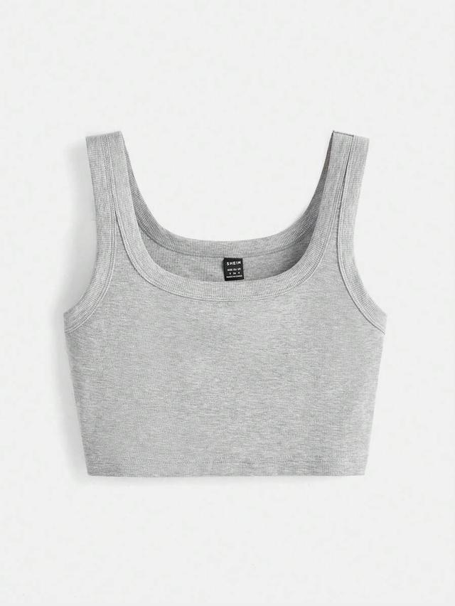 grey ribbed cotton crop tank top