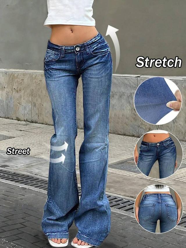 mid-rise medium wash flared denim jeans