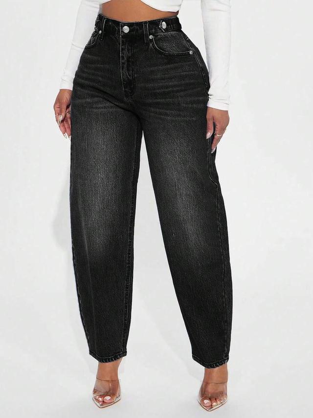 stylish lantern vintage black loose casual tapered carrot jeans