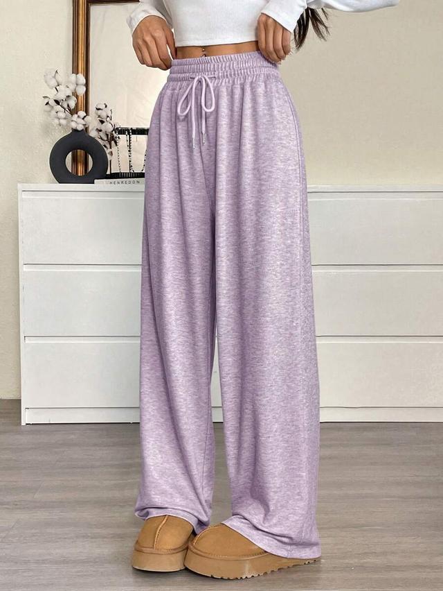 purple wide-leg loose drawstring casual sweatpants