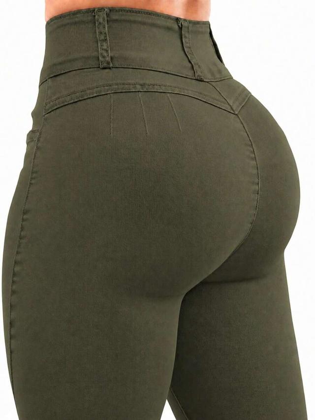 olive high-waisted butt lifting skinny jeans