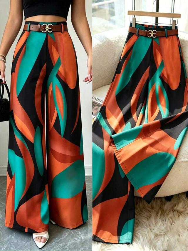 printed wide leg drapey trousers