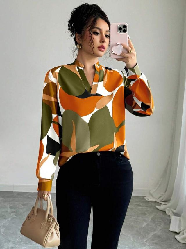 abstract print long sleeve minimalist button-up shirt