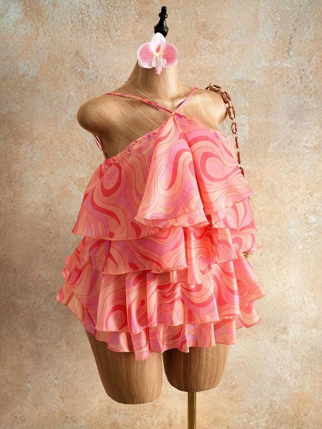 mistrie women's summer vacation ruffle trim backless dress