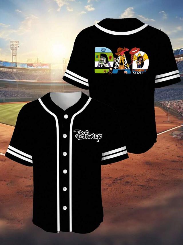 disney toy story dad graphic baseball jersey top