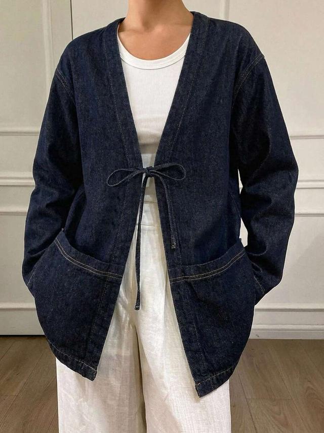 dark wash denim kimono style jacket