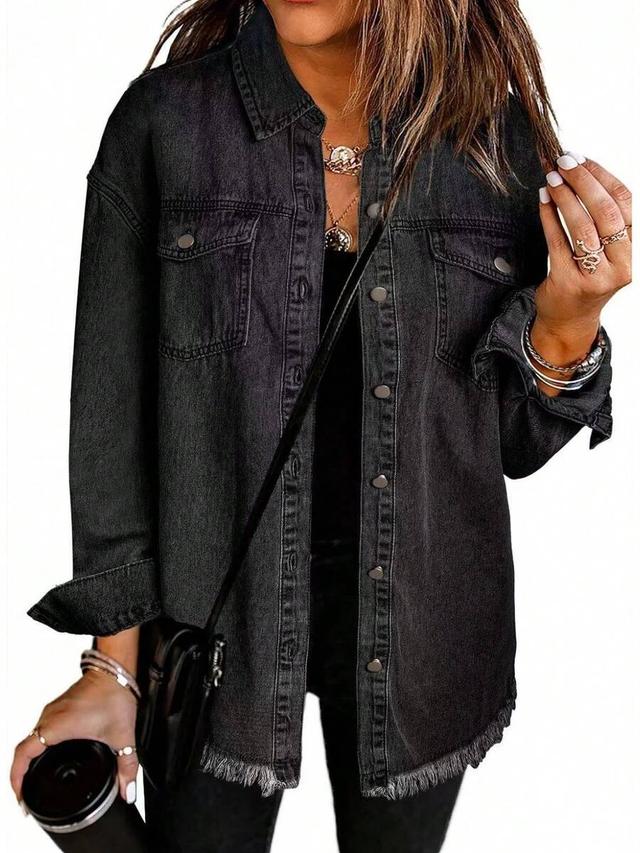 dark denim button down shirt jacket