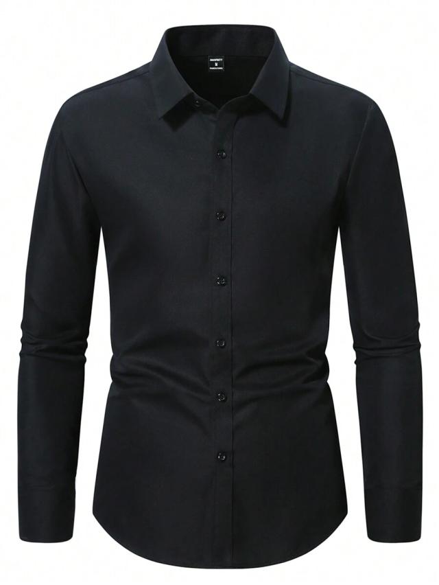 solid black long sleeve formal button down shirt