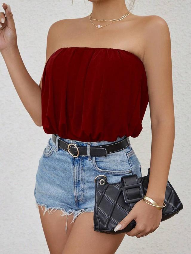 chiquease solid red tube bodysuit