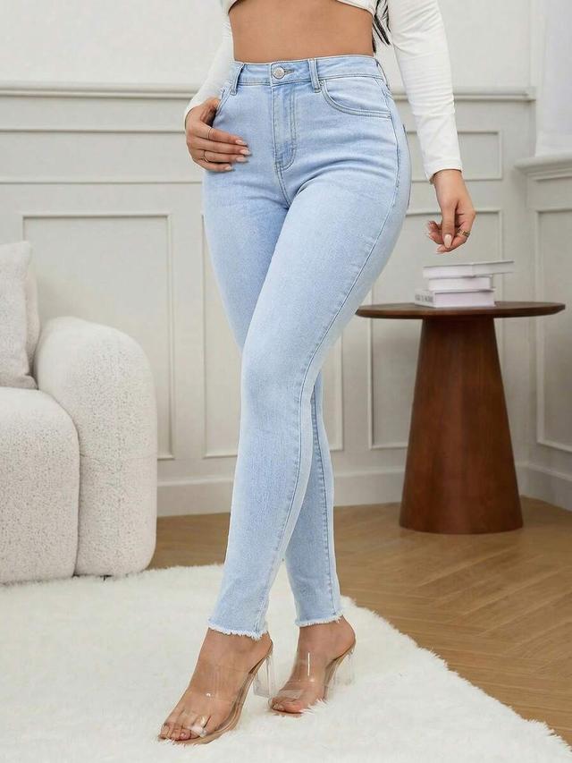 light wash high waisted skinny denim jeans