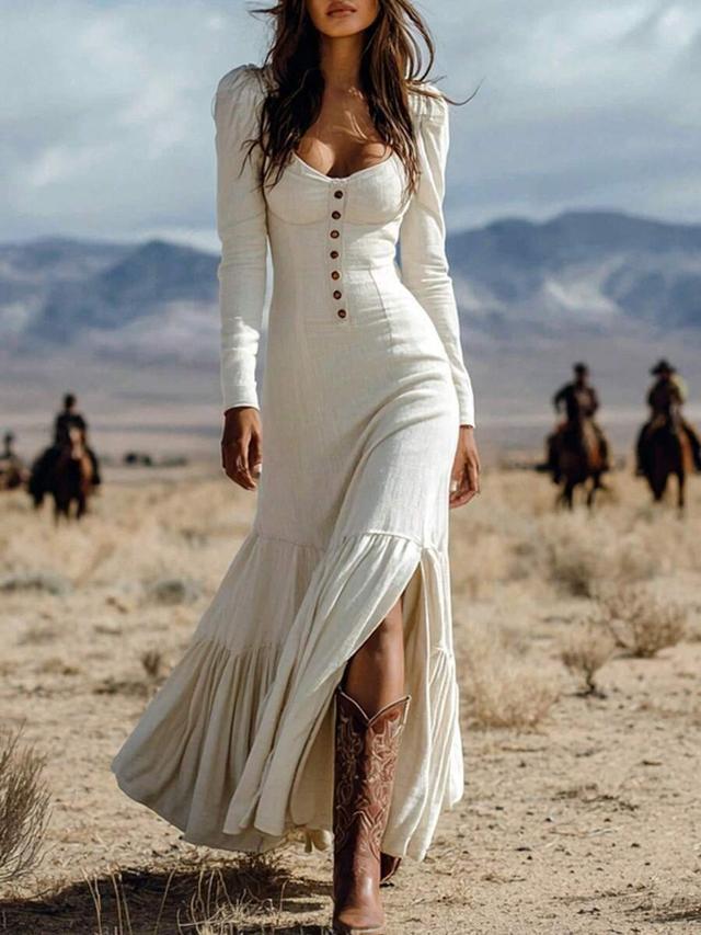 white blend long sleeve button front midi dress