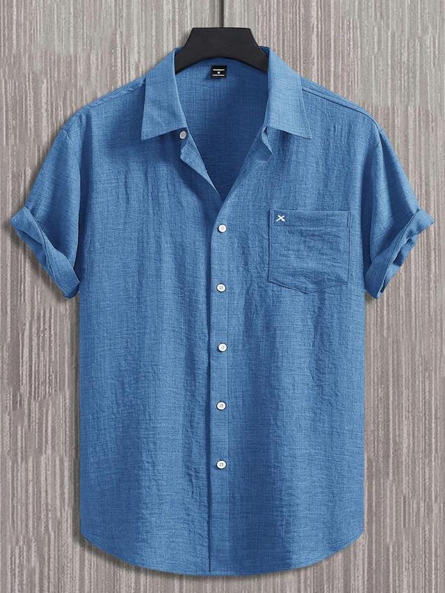 steel blue short sleeve button up shirt