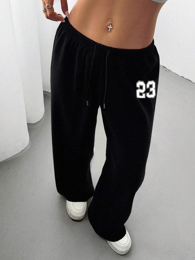 casual black loose front tie sweatpants