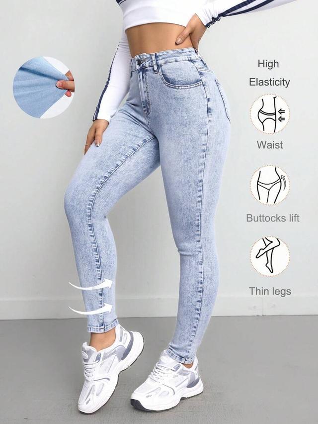 light wash acid wash skinny stretch jeans