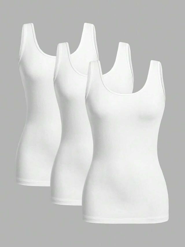 casual minimalist solid white slim fit tank top
