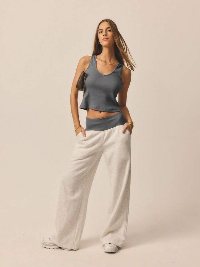 aralina low rise contrast ribbed waistband wide leg sweatpants