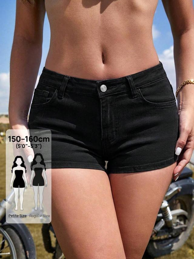 black denim petite y2k casual versatile shorts