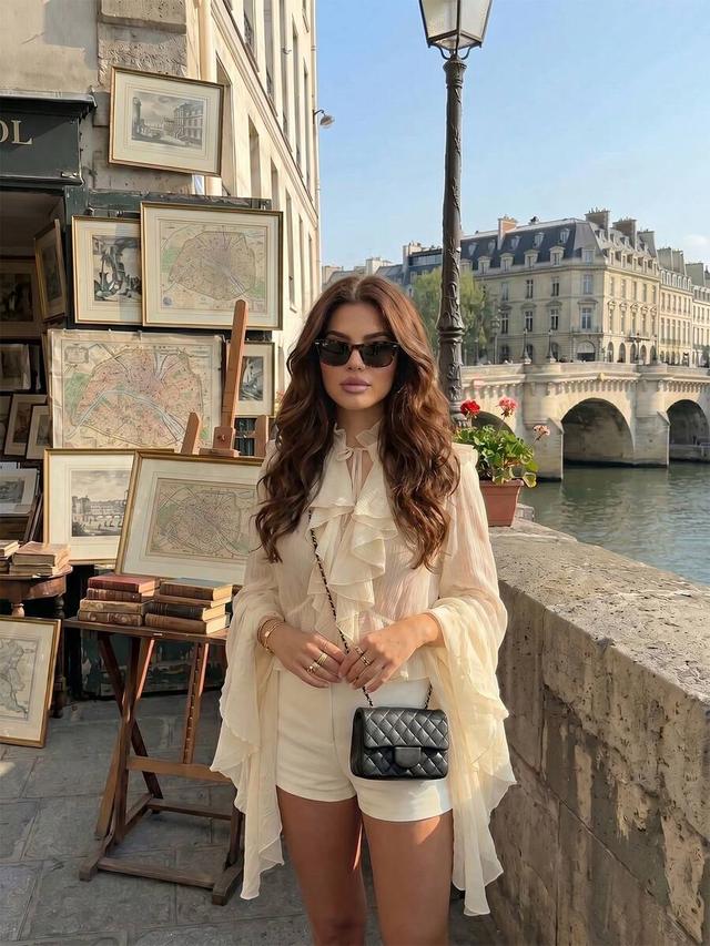 elegant romantic soft high collar ruffle blouse