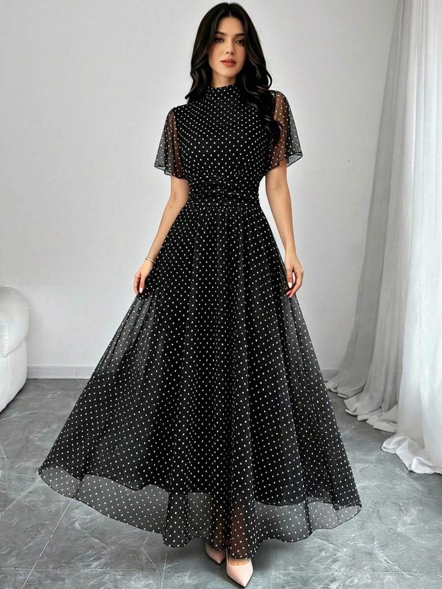 modelyn women's polka dot print tulle dress
