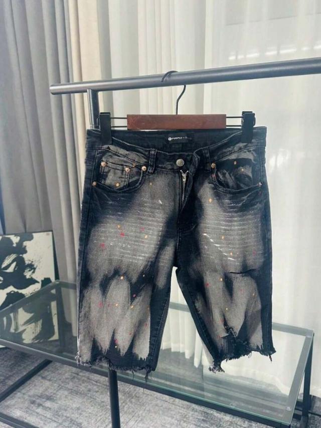 men's premium ripped patch denim shorts with embroidery
