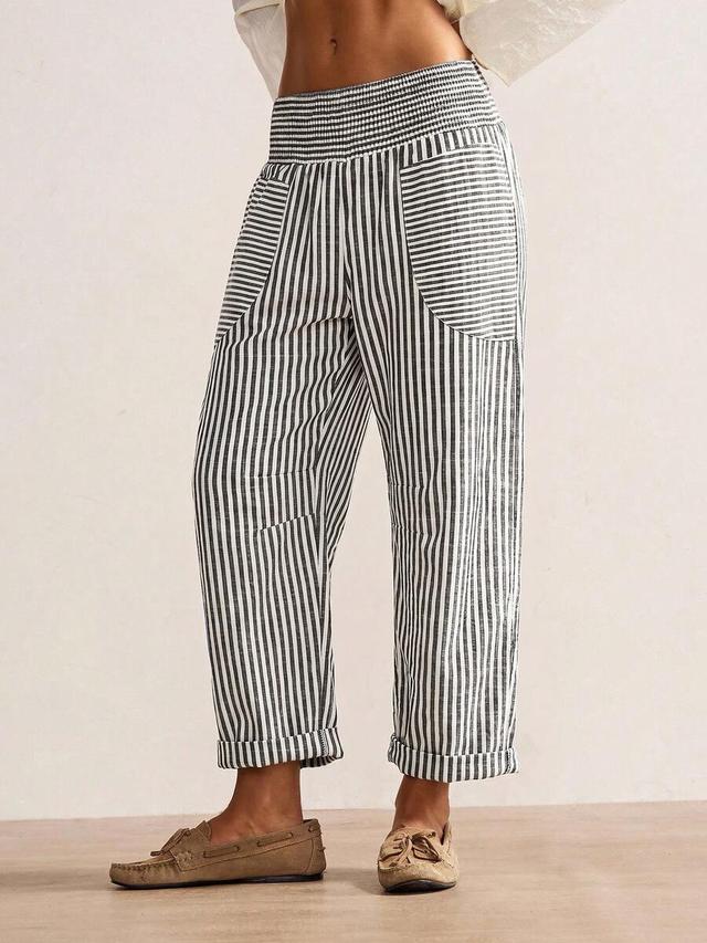 casual boho vintage woven striped long pants
