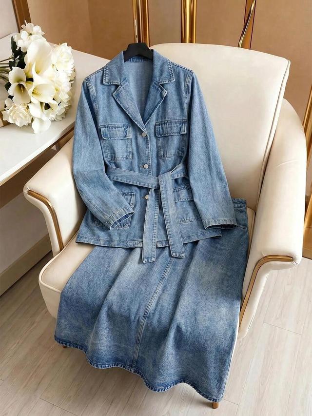gloweve women's casual commuter denim midi skirt