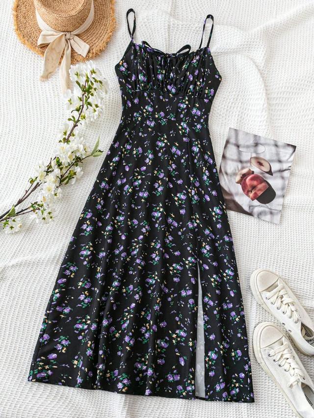 soleia ditsy floral print split thigh cami dress