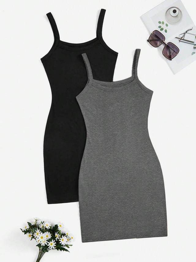 black cotton jersey camisole mini dress