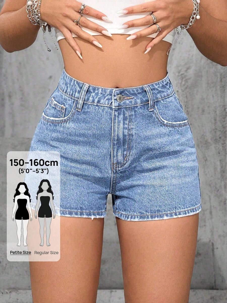 high waisted light wash denim shorts