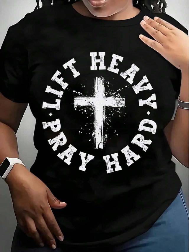 black cotton round neck short sleeve graphic t-shirt