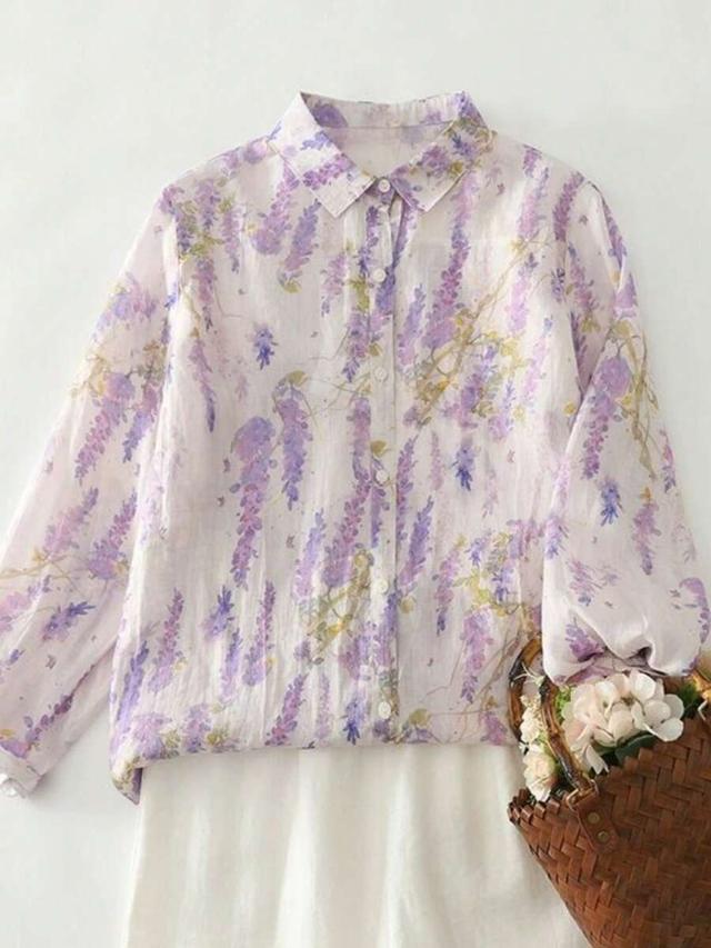 women's floral print elegant long sleeve blouse